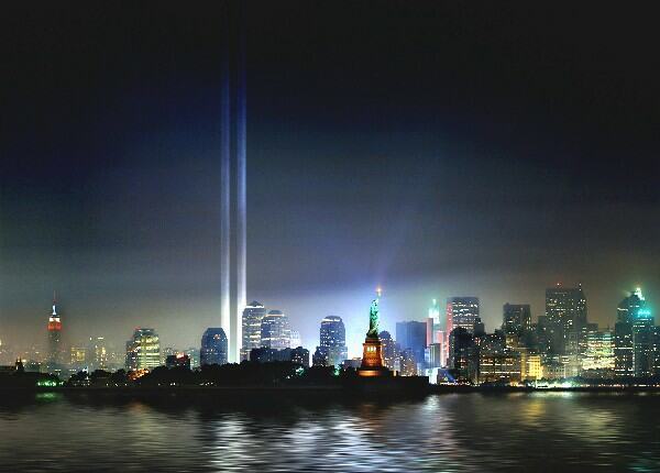 Towers of light (Doctored image)