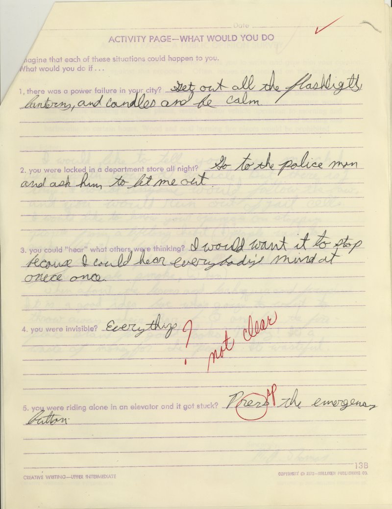 activity sheet, mark thomas