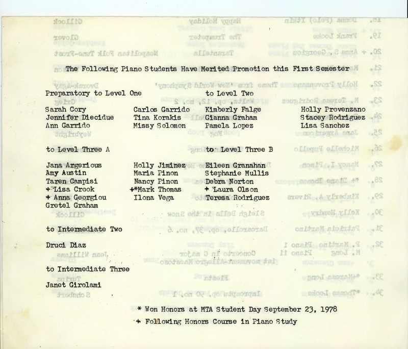 Piano Students in Recital