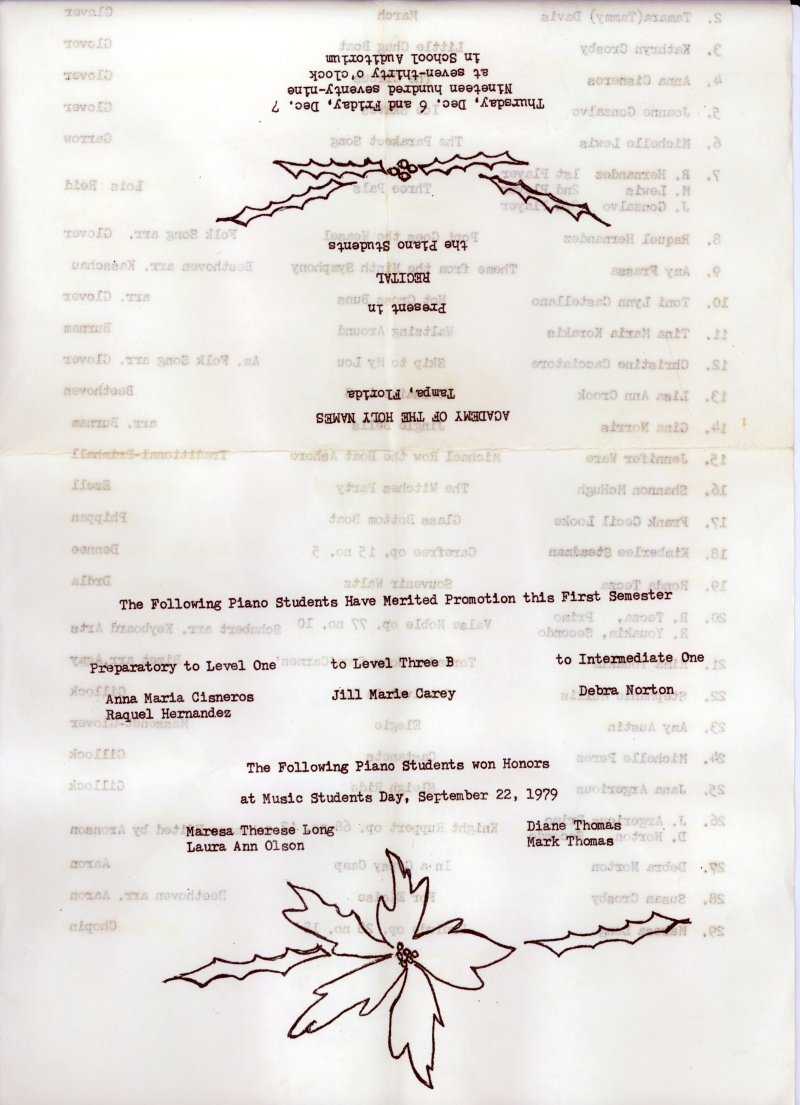 Piano Recitals, December 6 & 7, 1979